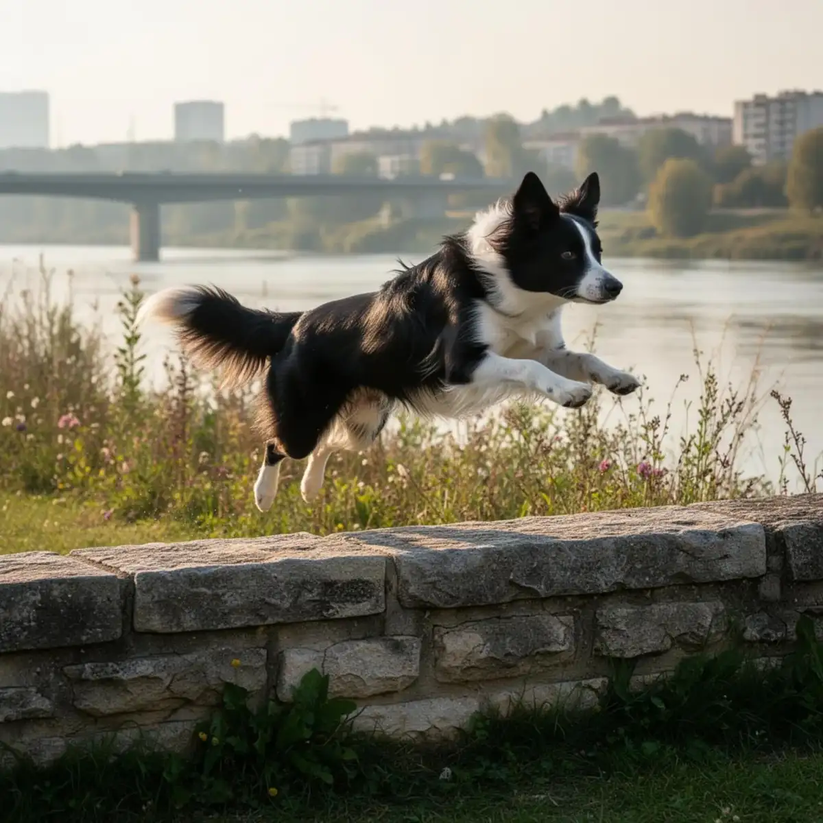 Border Collie en action au Parc de la Feyssine à Villeurbanne