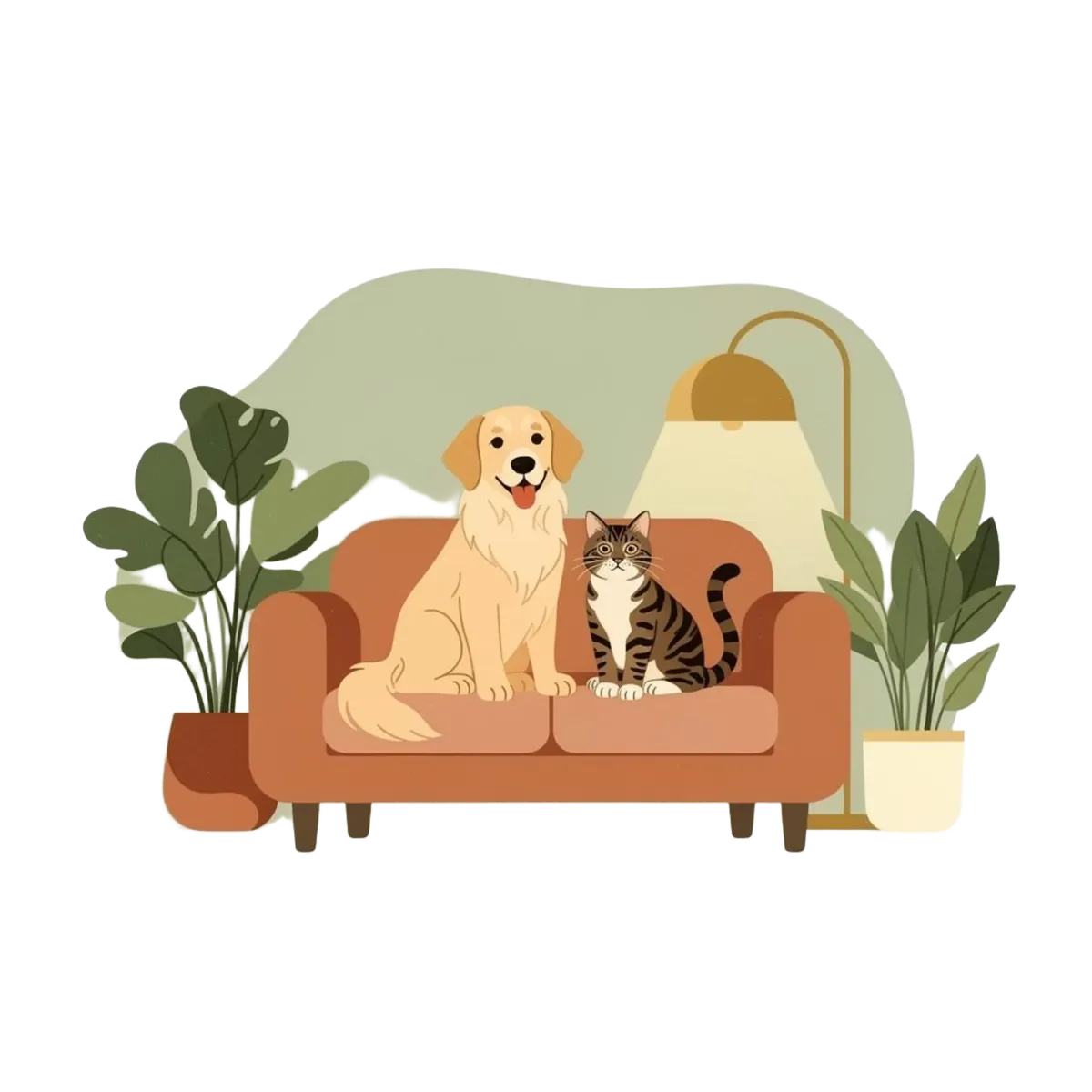 Chien et chat heureux