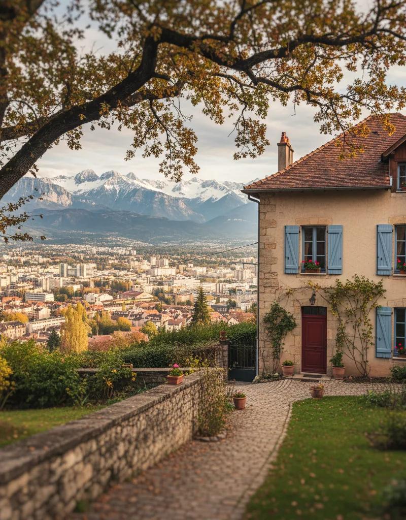 Vue de Grenoble avec les Alpes en arrière-plan