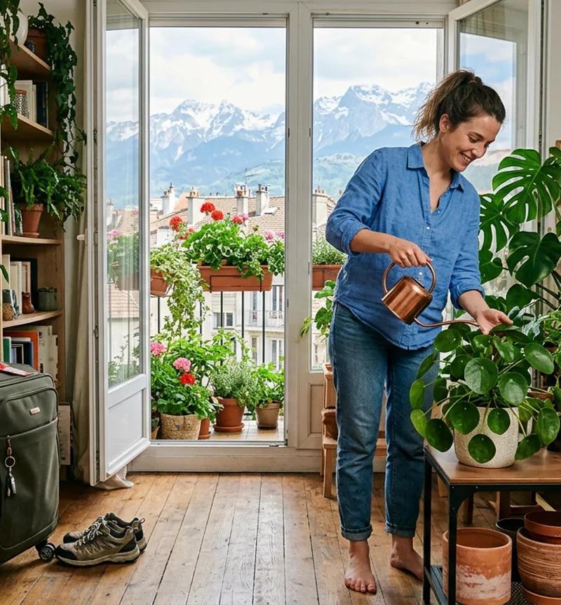 Watering potted plants during vacation