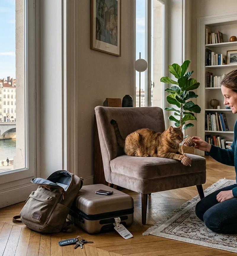 Presqu'île Lyon indoor cat on its window ledge